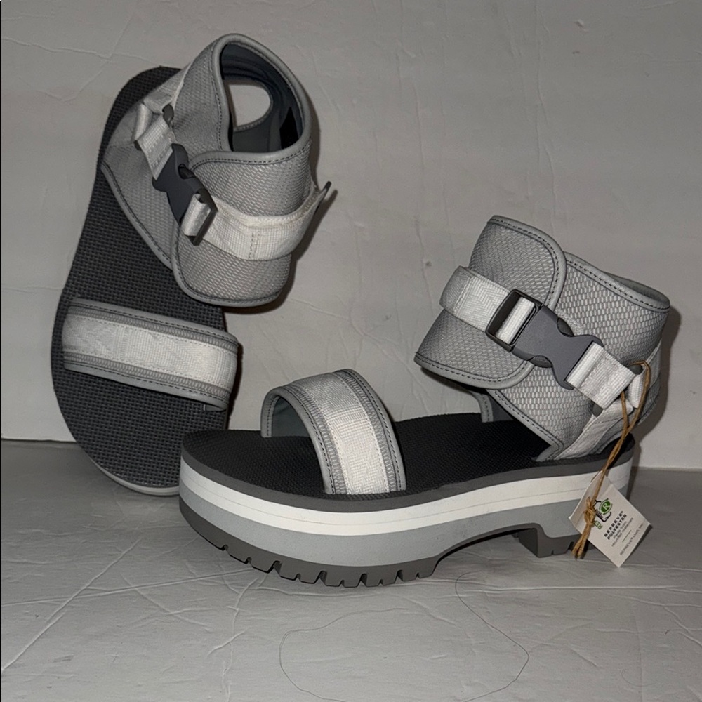 NWT Teva Indio Jewell Platform Ankle Wrap Sandals Women’s Gray Sz 8